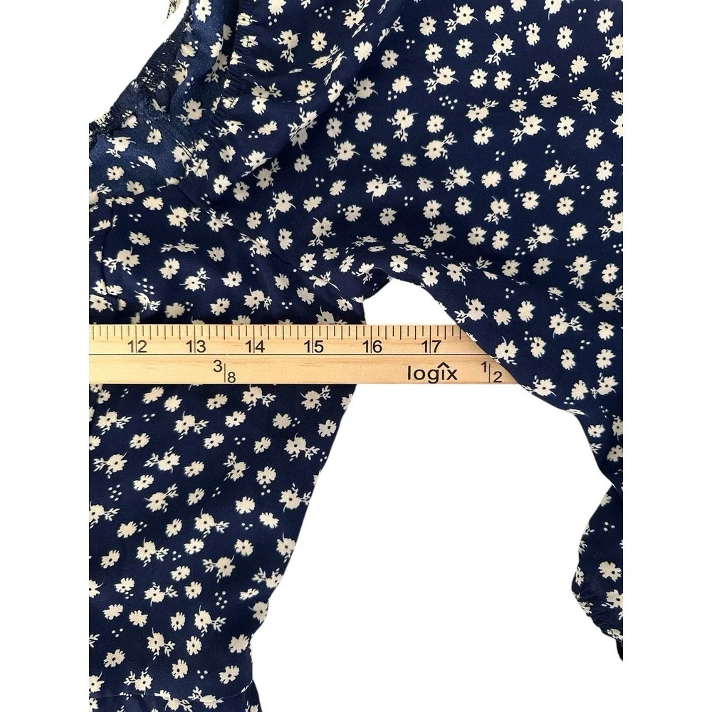 Trixxi Midi Floral Dress Navy Prairie Peasant Earthy Wanderlust Farmcore Size Sm
